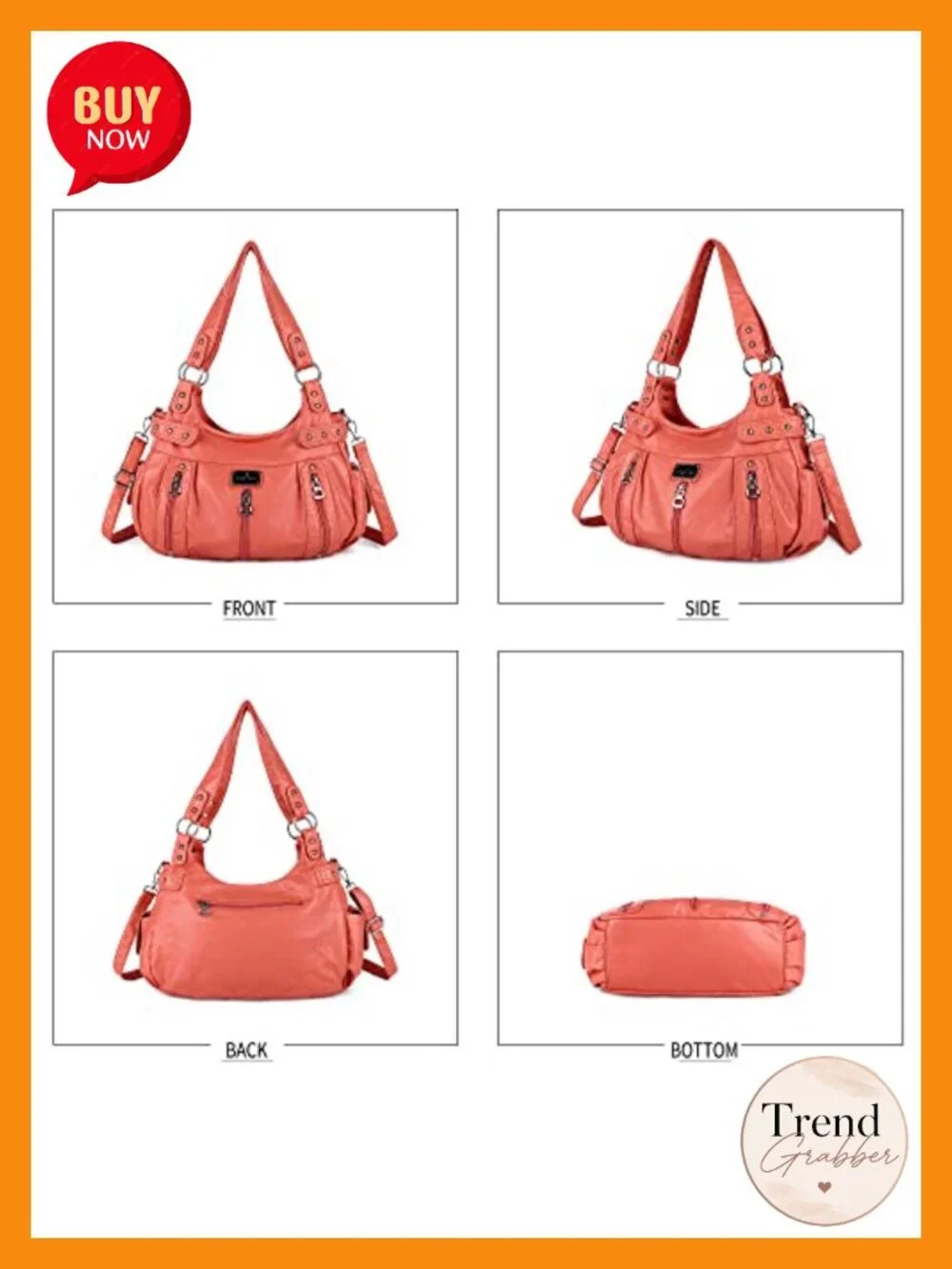 Washed Faux Leather Crossbody Hobo Satchel Handbag Tote Purse with Adjustable